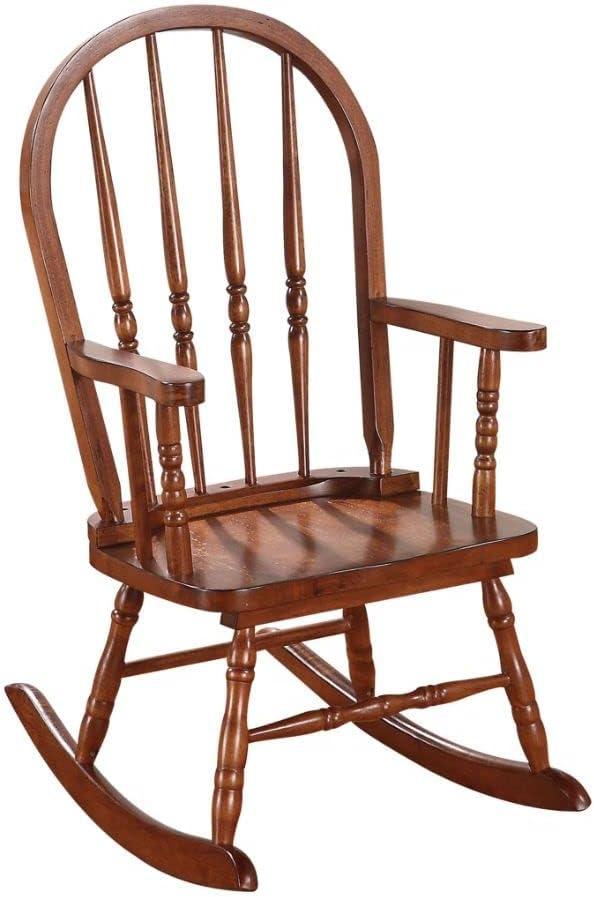 Elegant Wooden Rocking Chair Tobacco Brown - Saltoro Sherpi