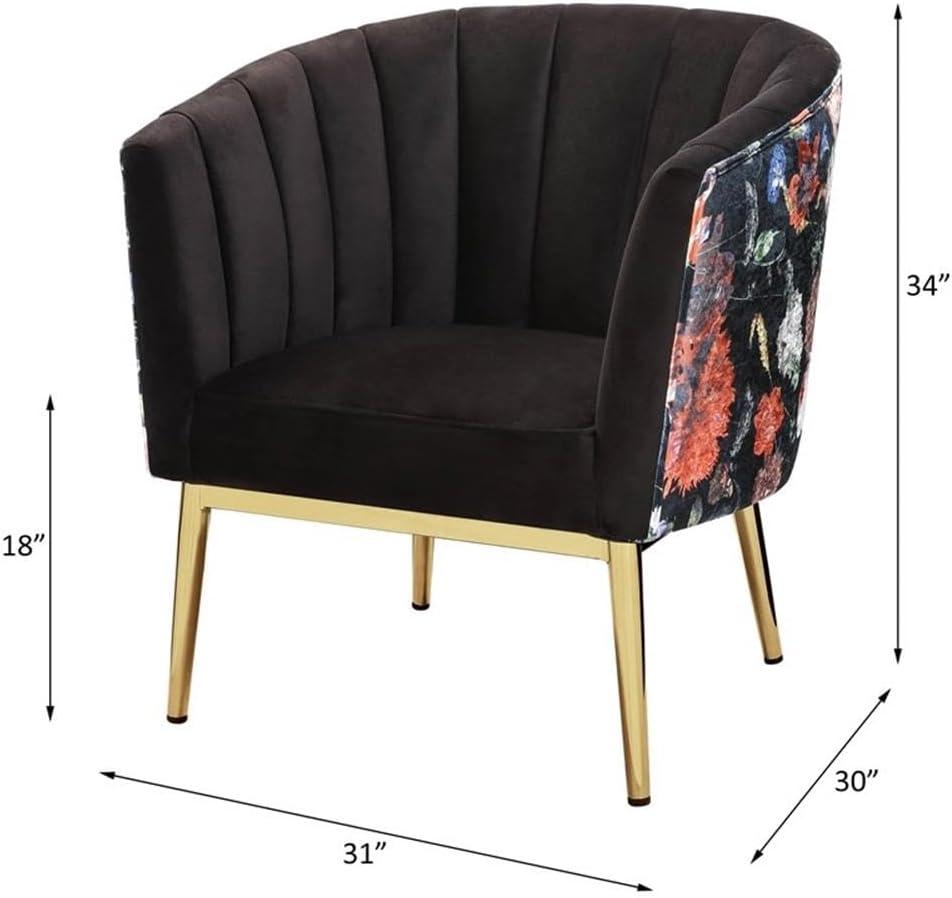 ACME Colla Accent Chair, Black Velvet & Gold 59817