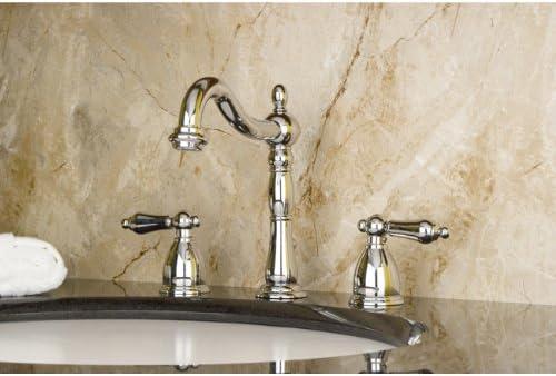 Kingston Brass Heritage Two-Handle 3-Hole Deck Mount Widespread Bathroom Faucet with Pop-Up Drain