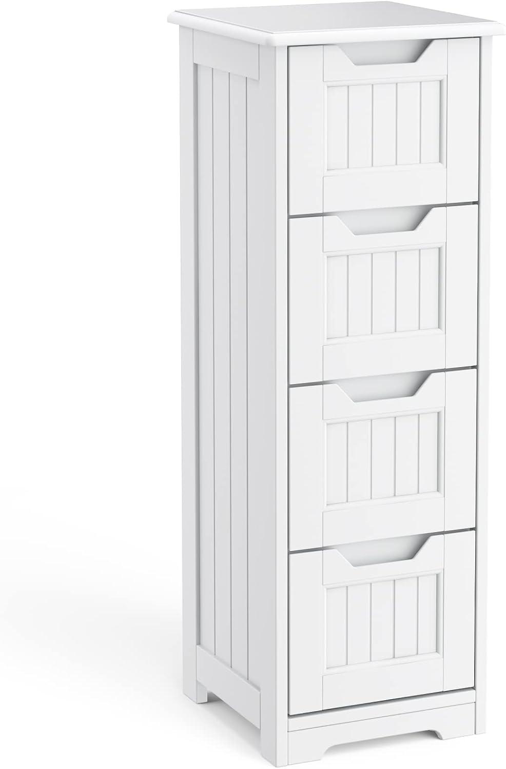 Gizoon 33'' Bathroom Storage Cabinet Freestanding with Drawers Floor Organizer Cabinet for Hallway Living Room and Bathroom, White