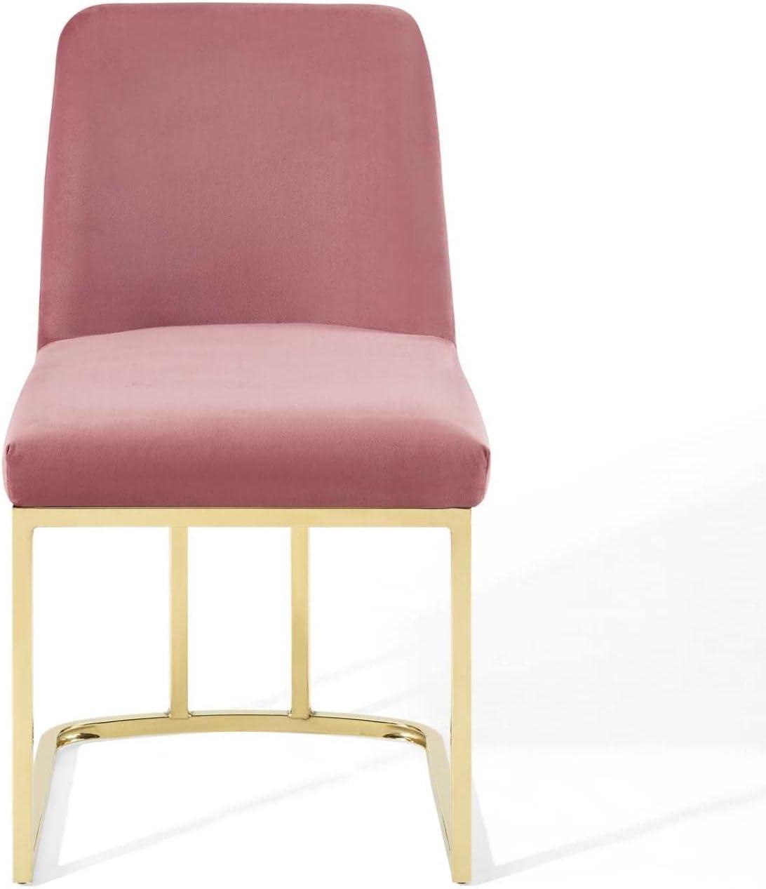 Amplify Sled Base Performance Velvet Dining Side ChairGold Dusty Rose