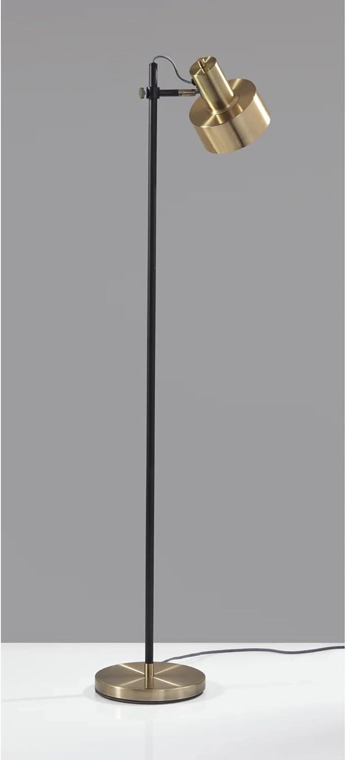 Adjustable Matte Black and Brass Metal Floor Lamp