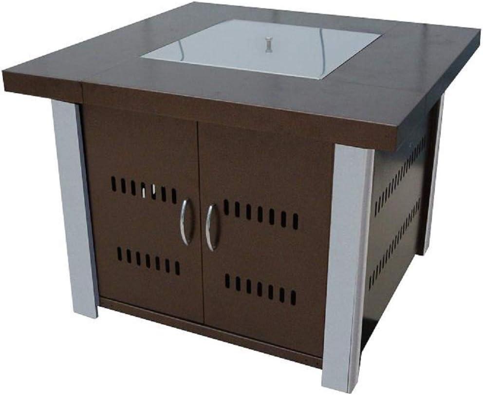 Outdoor Fire Pit in Hammered Bronze & Stainless Steel - AZ Patio Heaters: CSA Approved, 40,000 BTU, Includes Cover