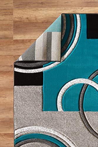 GLORY RUGS Area Rug Modern Soft Hand Carved Contemporary Floor Carpet with Premium Fluffy Texture for Indoor Living Dining Room and Bedroom Area (4x6, Turquoise)