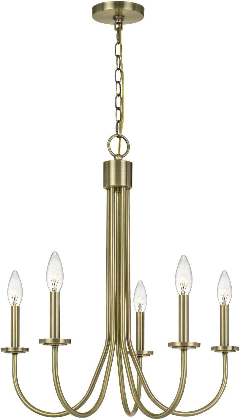 Antique Brass 5-Light Metal Candelabra Chandelier