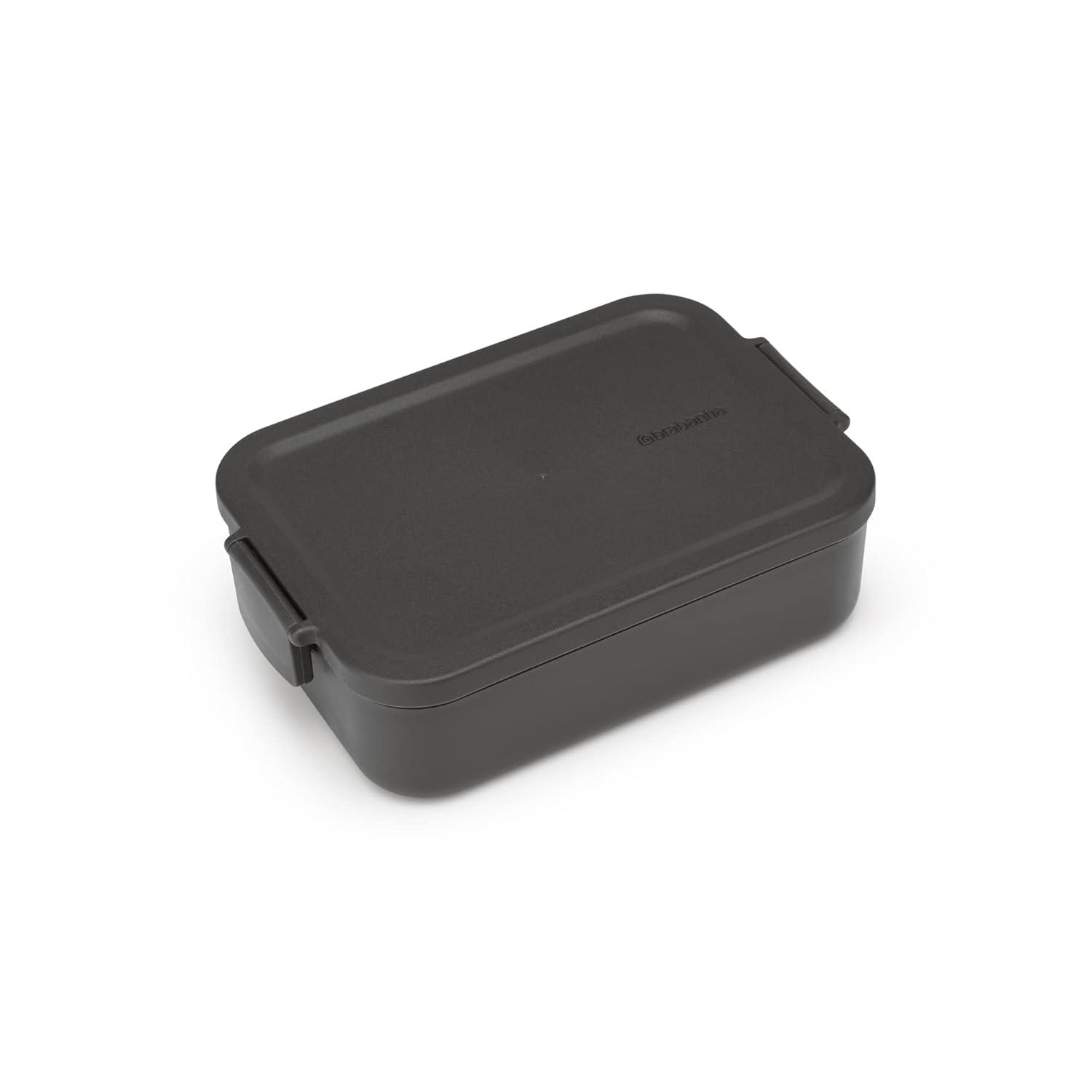 Medium Dark Gray BPA-Free Rectangular Lunch Box with Snap Lid