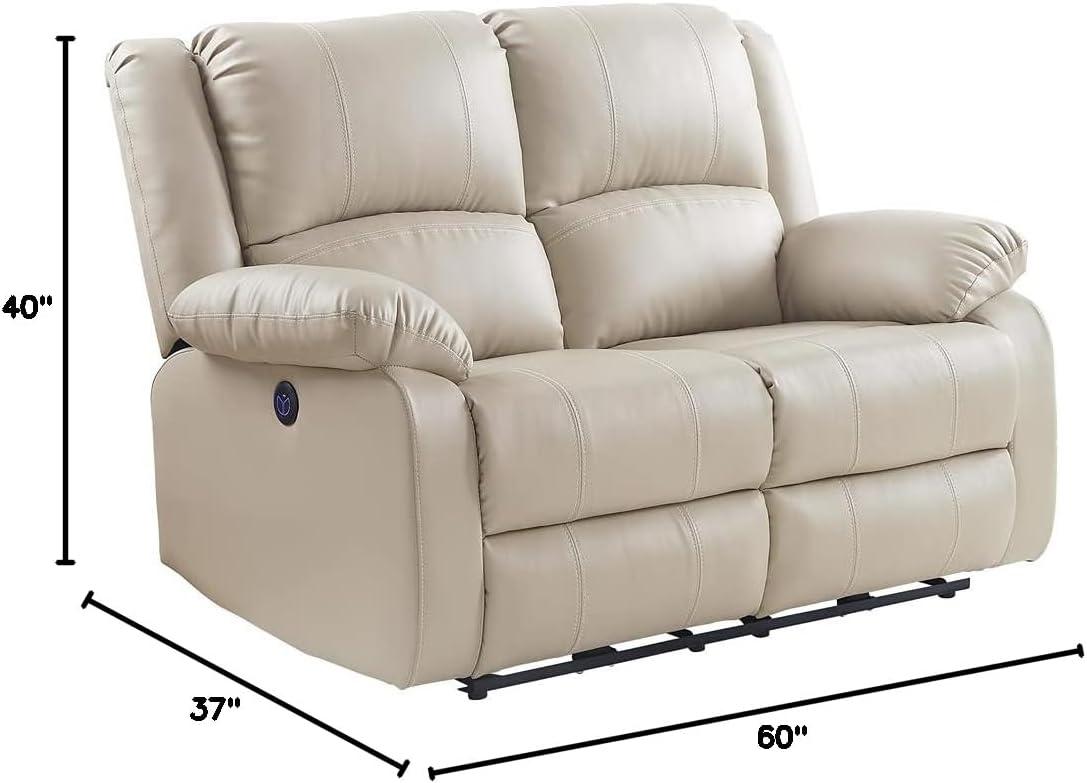 Acme Zuriel Power Motion Loveseat in Beige PU-Color:BeigeMaterial