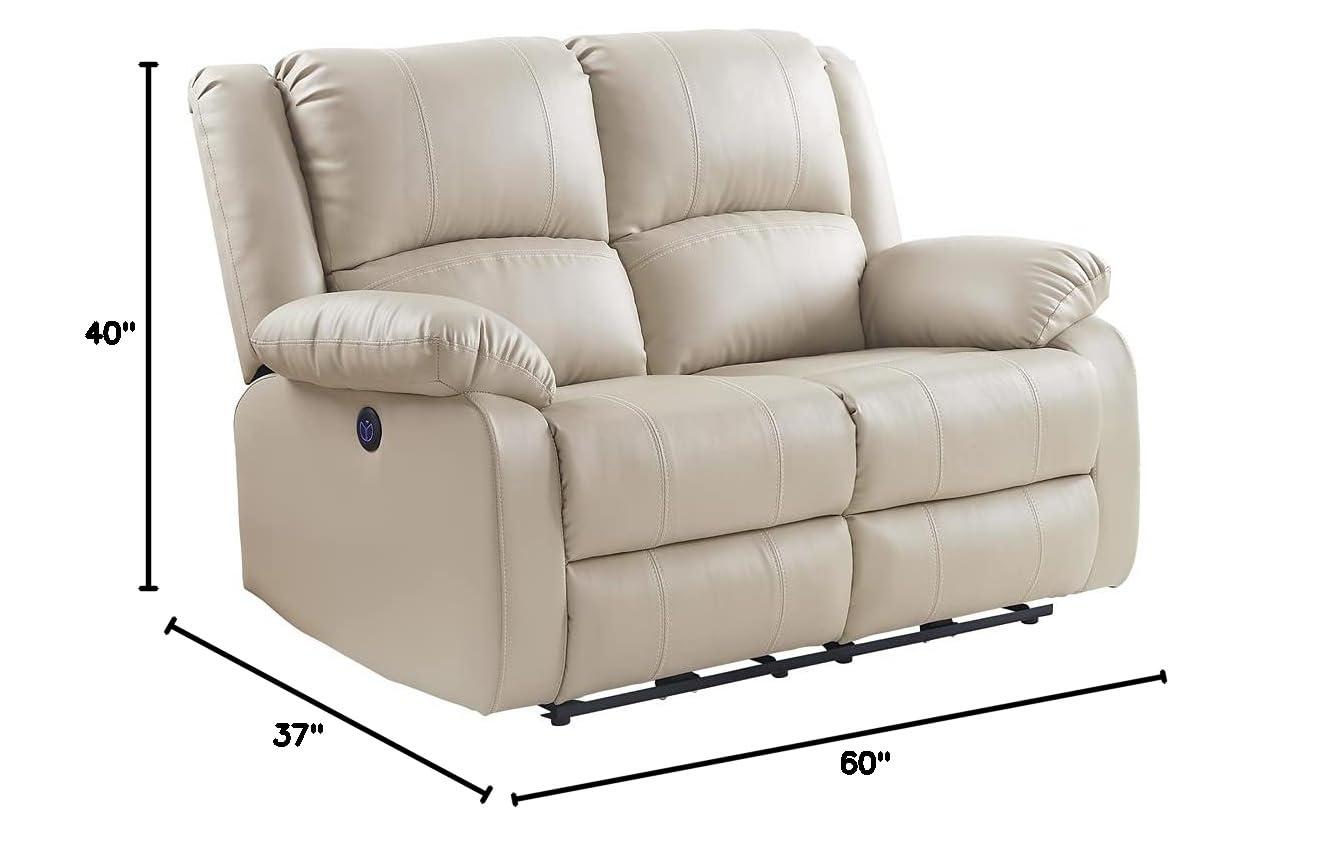 Acme Zuriel Power Motion Loveseat in Beige PU-Color:BeigeMaterial
