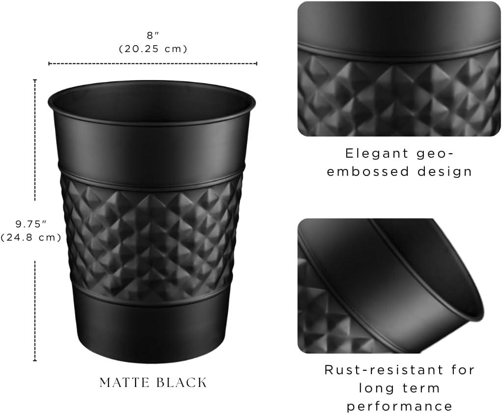 Monarch Abode Geometric Embossed Metal 1.7 Gallon Waste Basket