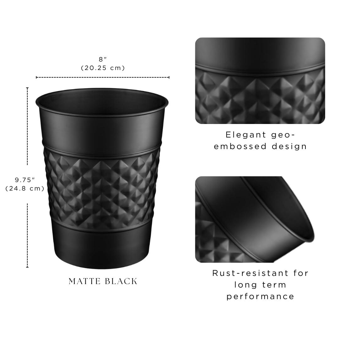 Monarch Abode Geometric Embossed Metal 1.7 Gallon Waste Basket