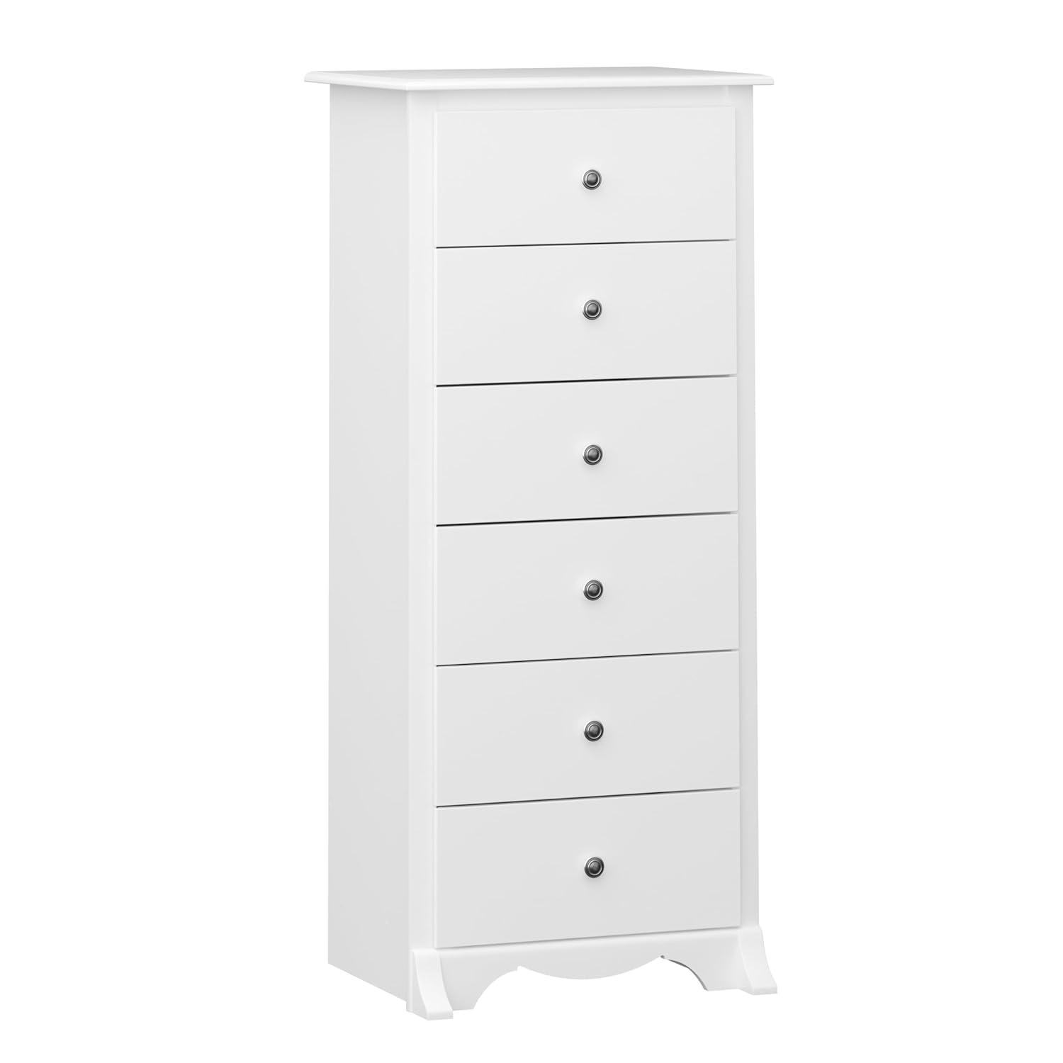 53" Monterey Vertical Dresser White - Prepac: Bedroom Storage, 6-Drawer Lingerie Chest