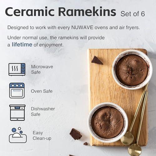 Juvale 6 Pack White Ceramic Ramekins, Souffle Dish, Ramiken Set Kitchen and Baking Supplies (8 oz)