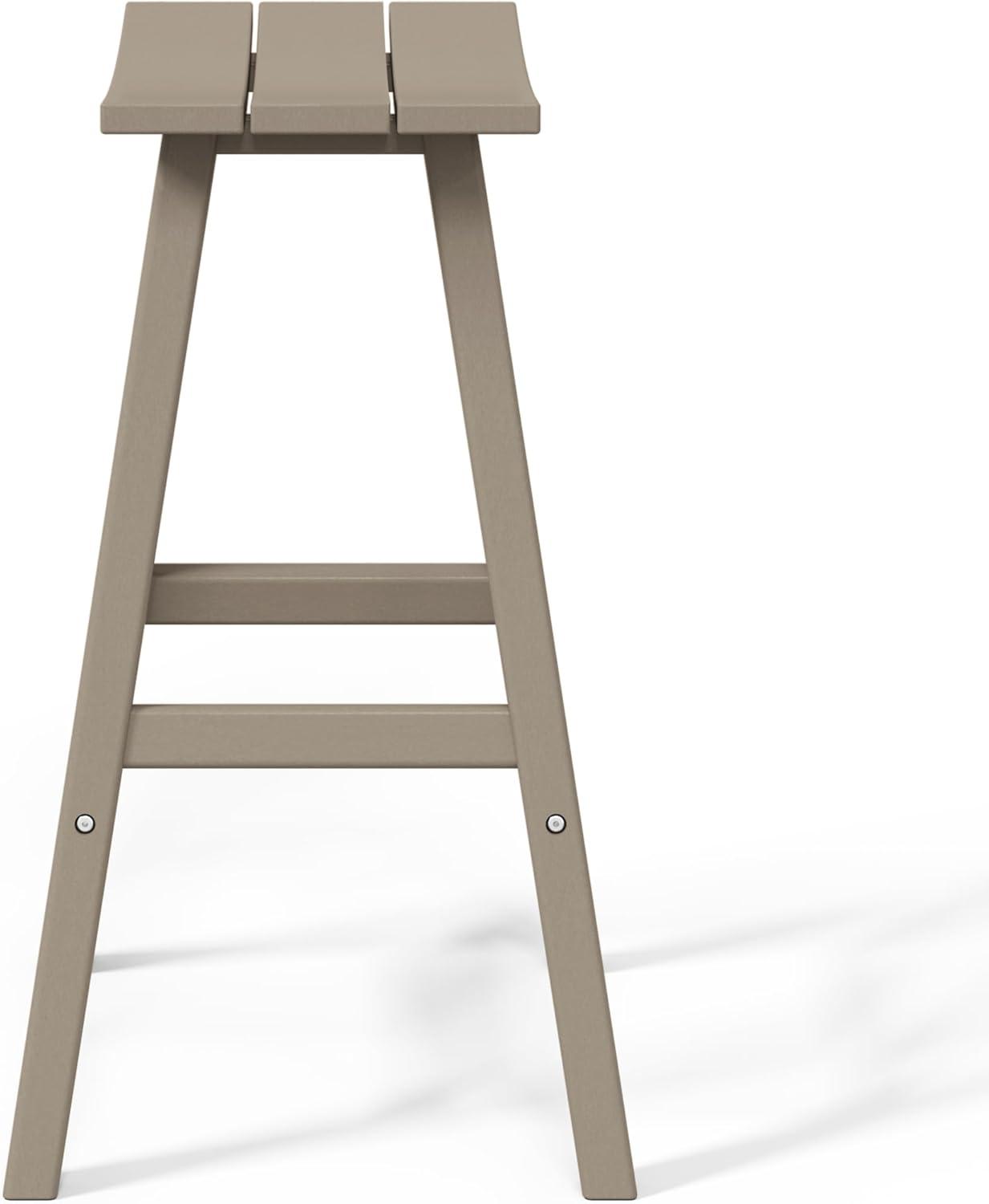 WestinTrends Malibu HDPE Outdoor Patio 29" Bar Stool Saddle Seat, Weathered Wood