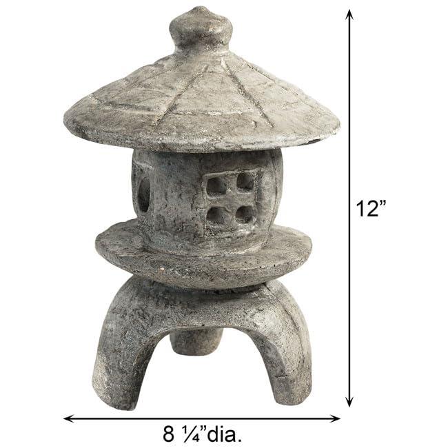 Small Round Concrete Pagoda Garden Statue in Gray