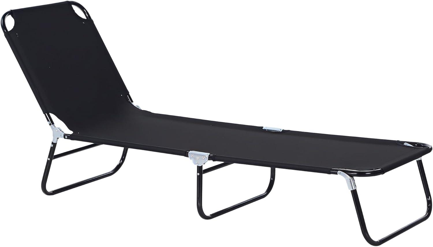 Outsunny Patio Chaise Lounge Chair, Layout Sun Tanning, Folding Sunbathing Beach Chair for Adults, Reclining Lay Down Lounger for Pool, Black