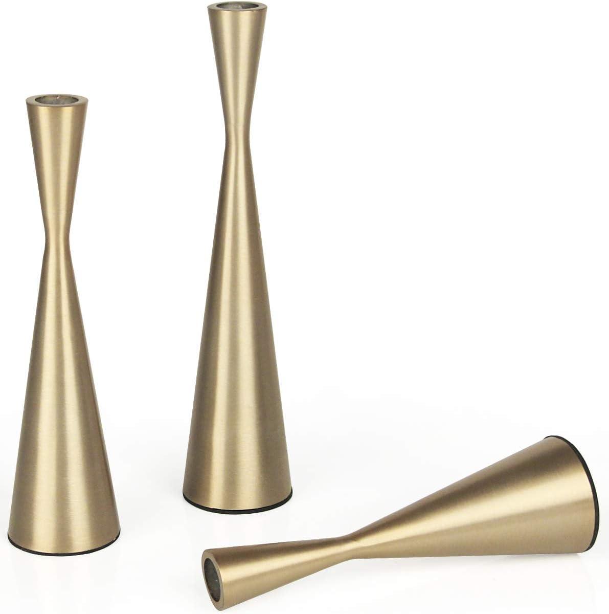 Elegant Brass Taper Candlestick Holders Set of 3