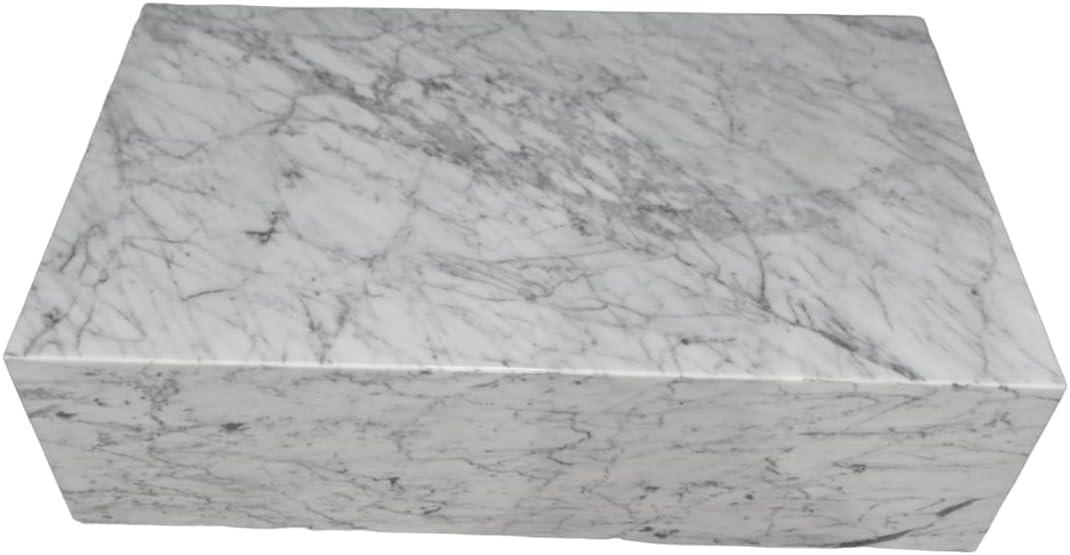 Genuine Marble Block Coffee Table - Carrara Marble