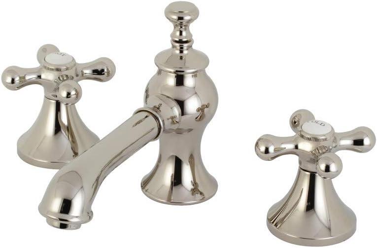 Polished Nickel Vintage Widespread Bathroom Faucet with Brass Pop-Up