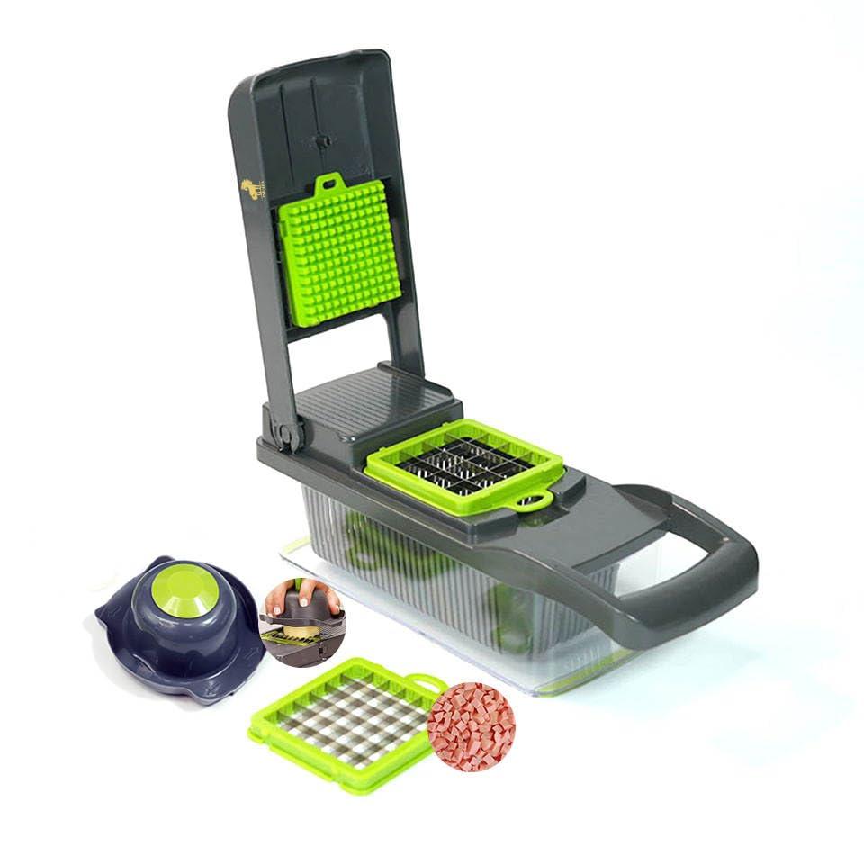 Vegetable Chopper,Pro Onion Chopper,14 in1 Multifunctional Food Chopper,Kitchen Veggie Chopper with 8 Blades,Vegetable Chopper With Container ,Vegetable Slicer Dicer Cutter,Salad,Garlic Chopper