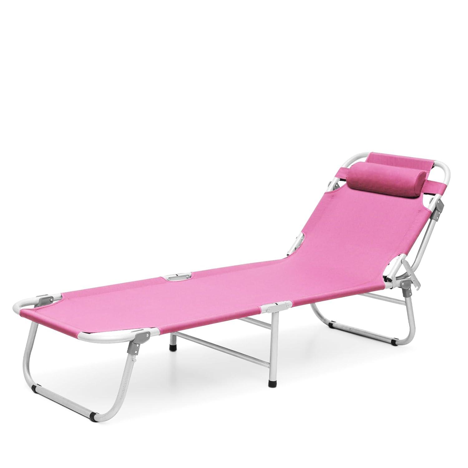 Folding Travel Cot Portable Camping Bed with Pillow & Carry Bag for Beach Indoor & Outdoor Travel