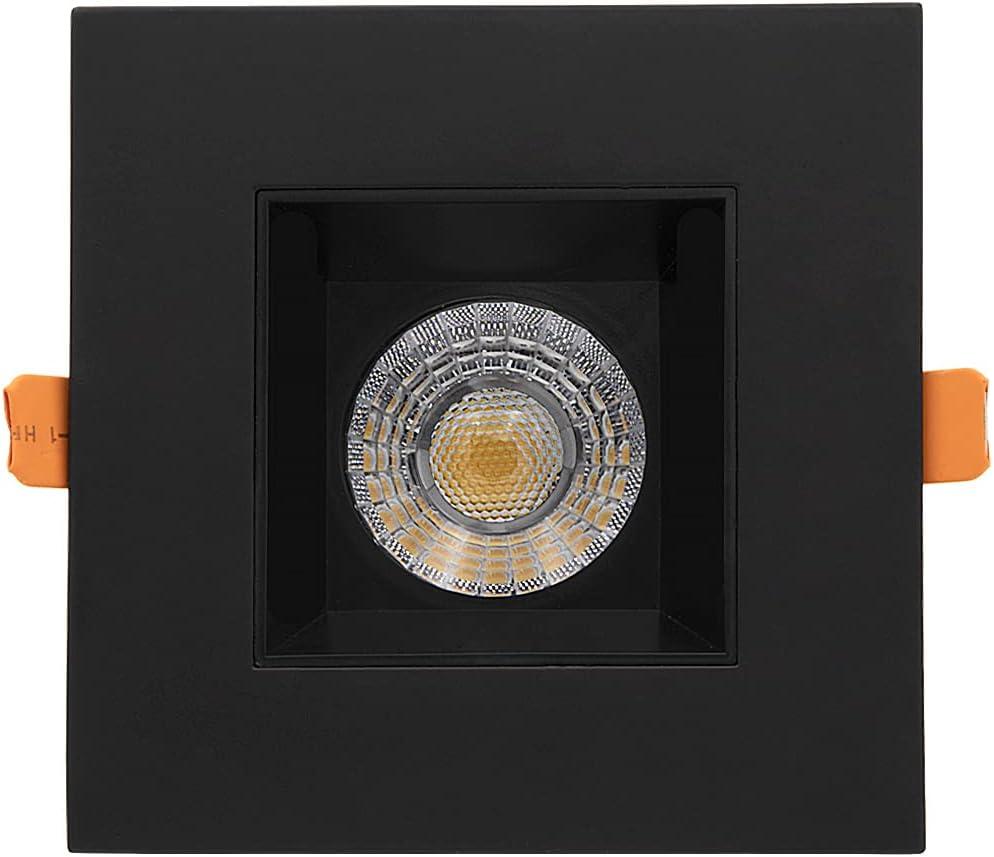 Maxxima 4 in. Slim Square Recessed Anti-Glare LED Downlight, Black, Canless IC Rated, 1050 Lumens, 5 CCT 2700K-5000K