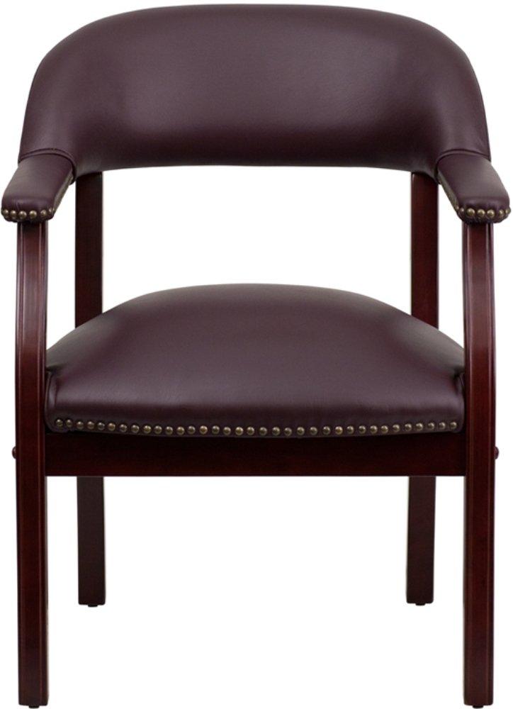 Leather Seat Waiting Room Chair with Wood Frame