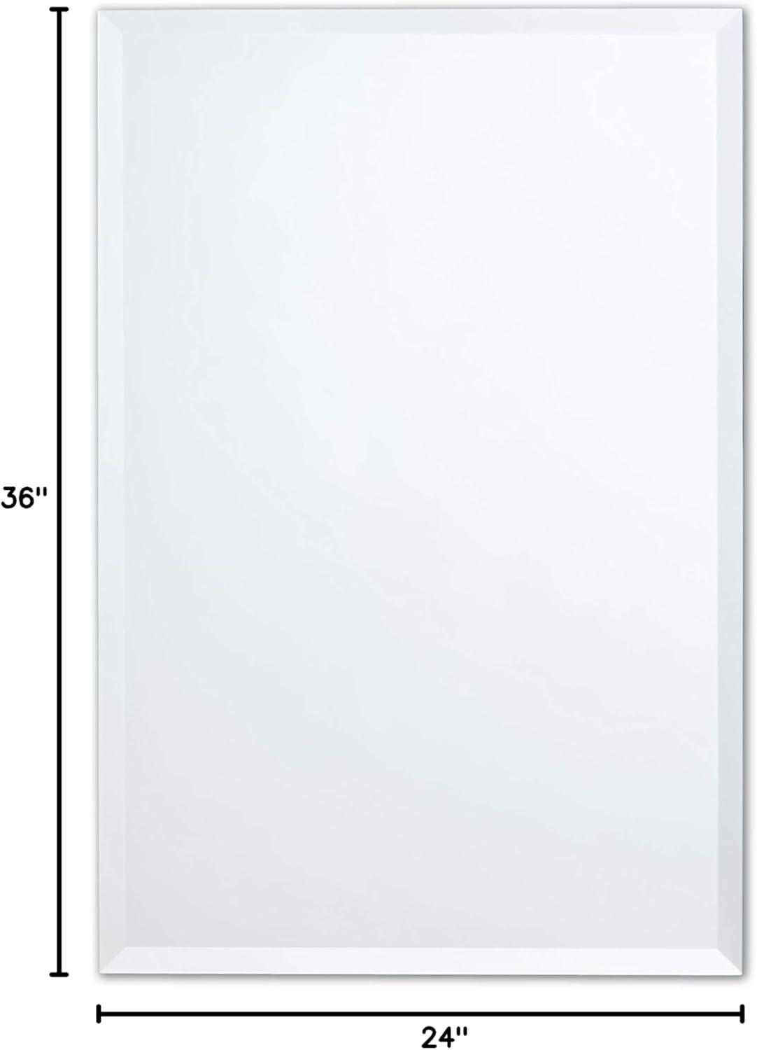 Polished Frameless Rectangular Bathroom Vanity Mirror 36" x 24"