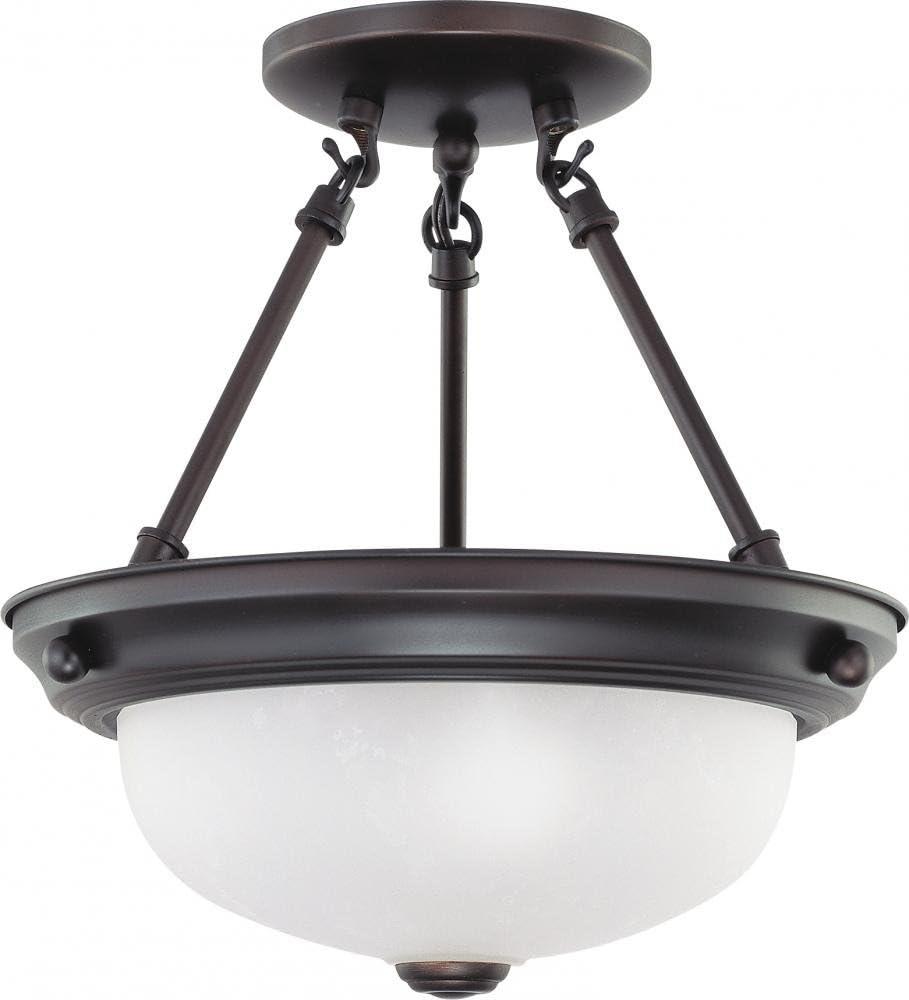 XylehR 60/3148 Two Light Semi Flush Mount, Mahogany Bronze/Frosted Glass