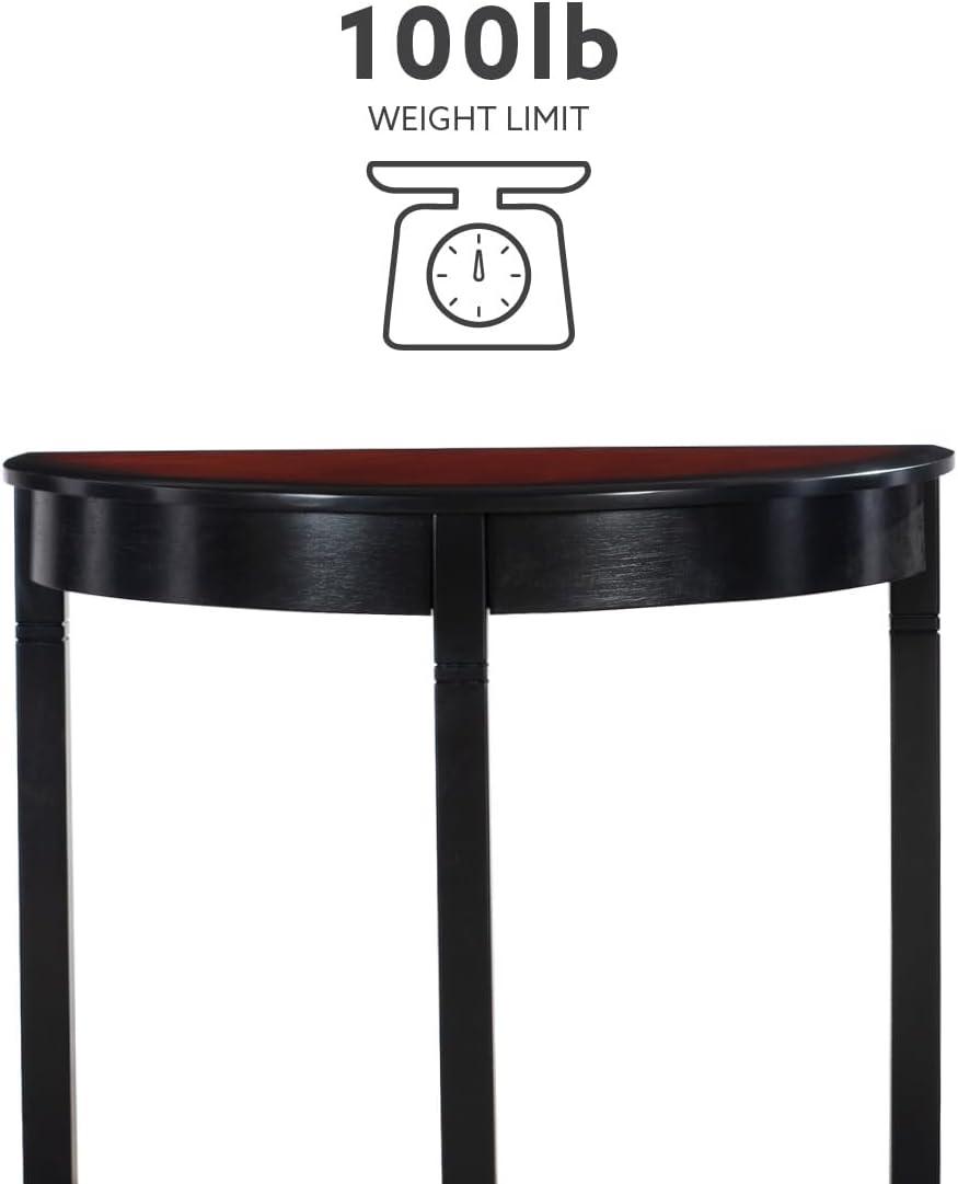 Camden Traditional Wood Demi Lune Console Table Black Cherry - Linon: Sturdy Entryway Furniture, Half Moon Shape, MDF Composite