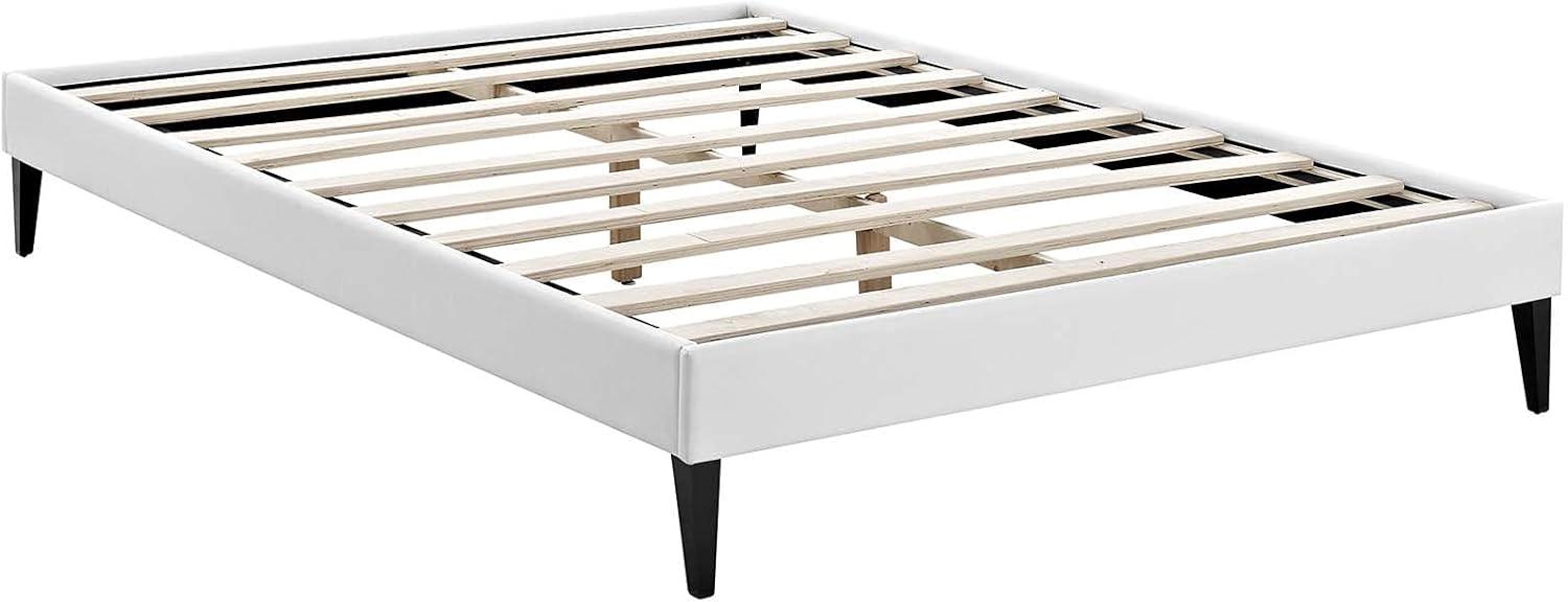 Modway Tessie Queen Vinyl Bed Frame with Squared Tapered Legs in White