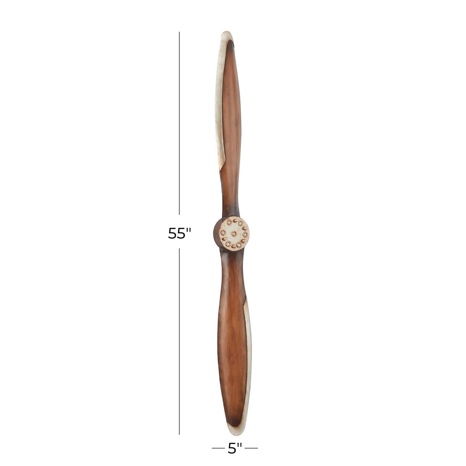 DecMode Brown Metal 2 Blade Airplane Propeller Wall Decor with Aviation Detailing