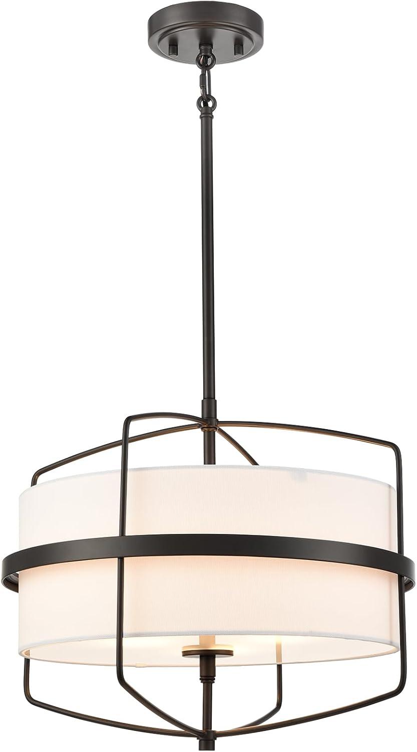 Modern Farmhouse Drum Chandelier for Dining Room ORB Finish Pendant Light