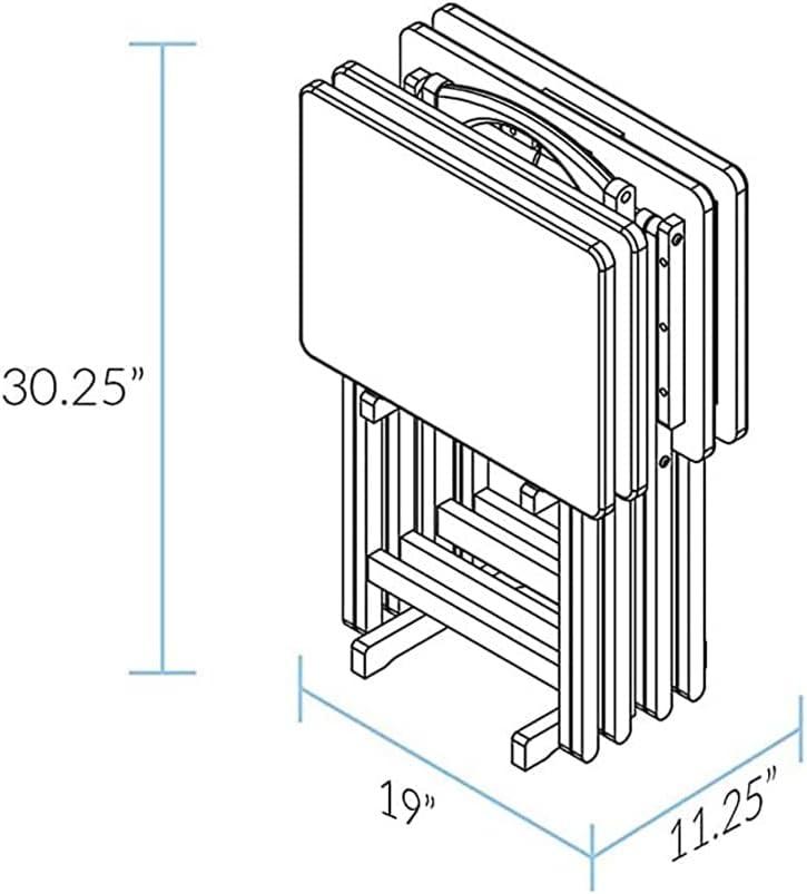 5 Piece TV Tray Table Set in White (4 Trays, 1 Stand)