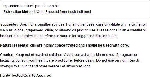 NOW Essential Oils, Lemon Oil, Cheerful Aromatherapy Scent, Cold Pressed, 100% Pure, Vegan, Child Resistant Cap, 1-Ounce