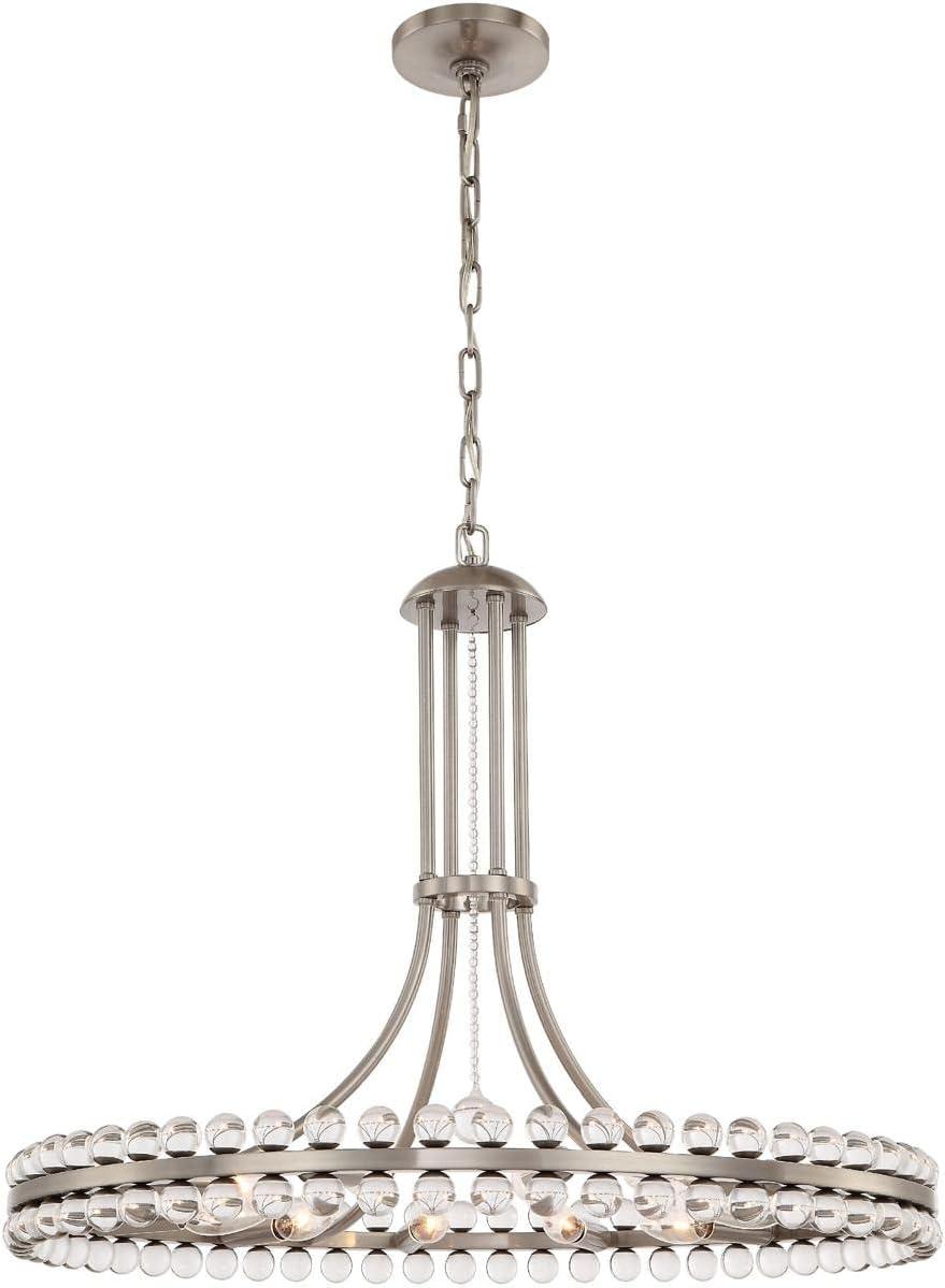 Brushed Nickel and Glass 12-Light Chandelier
