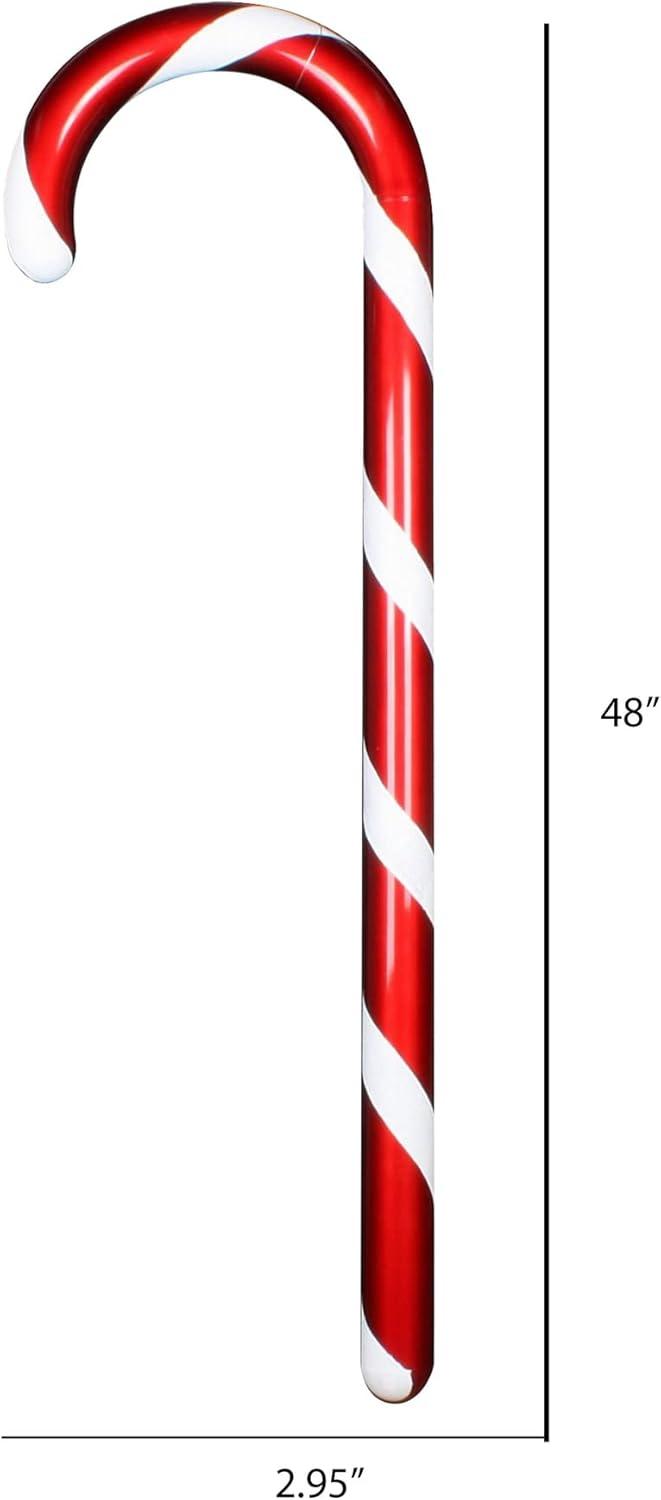 48" Red and White Shatterproof Plastic Candy Cane Ornament