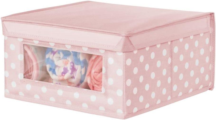 mDesign Medium Fabric Nursery Box with Lid/Window