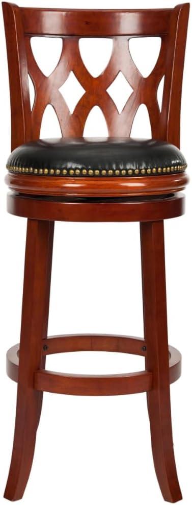 Lancaster Swivel Bar Stool - Cherry/Black - Safavieh