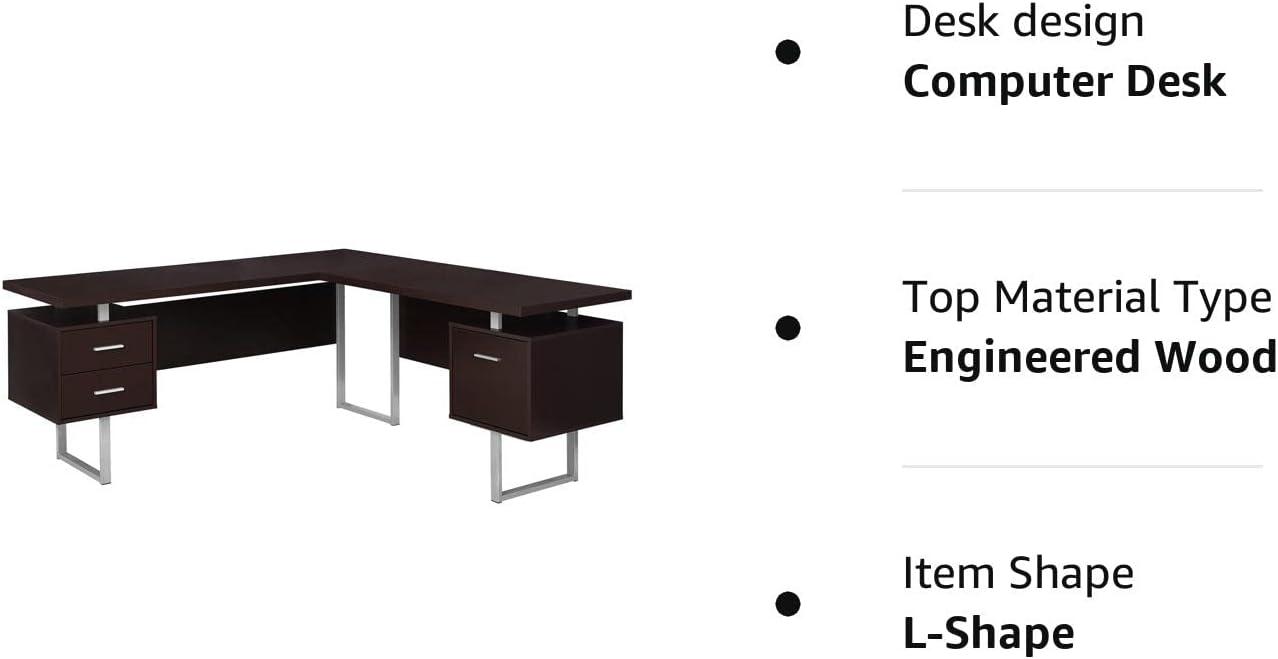 Cappuccino Corner Computer Desk with Filing Cabinet