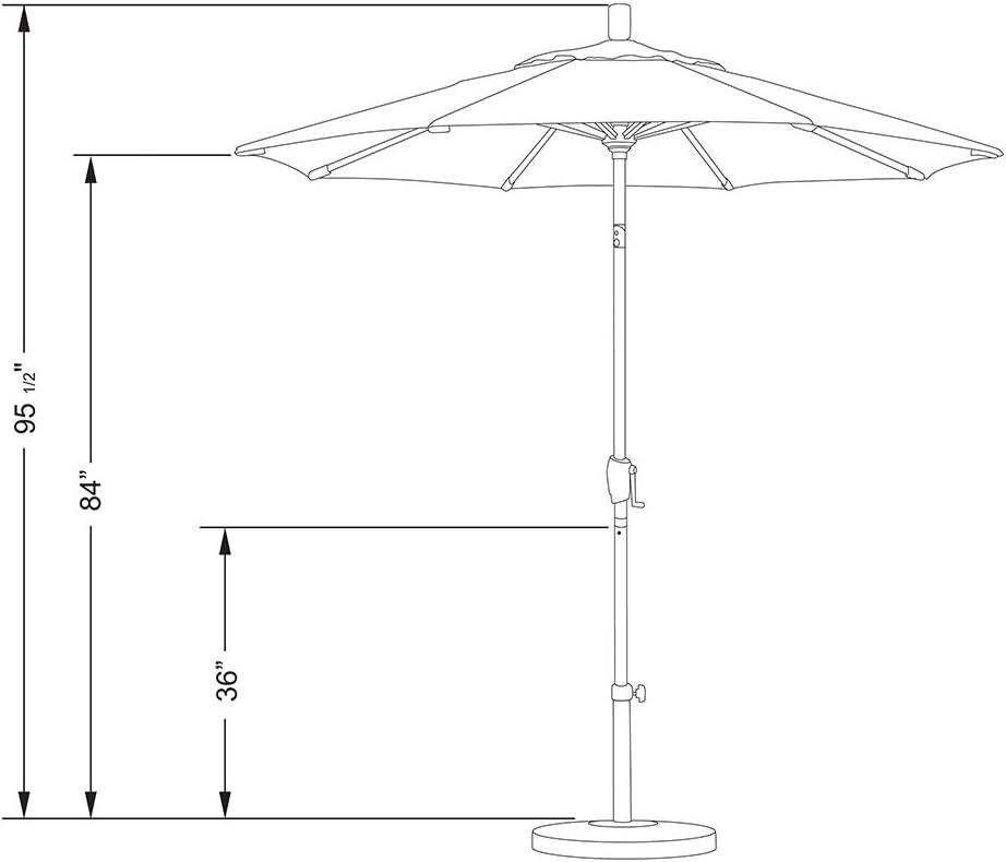 7.5 ft Pacific Blue Canvas Octagonal Market Umbrella with Black Aluminum Pole