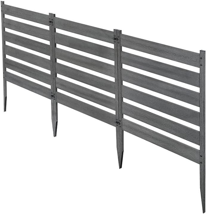 Zippity Outdoor Products 26in H x 24in W (3 Panels) No Dig Zippity Maui Fence Kit, Charcoal Color WoodTek Vinyl Fence Panel, Temporary Outdoor Border for Garden, Easy Install DIY Fence for Backyard, Patio, & Deck, ZP19066