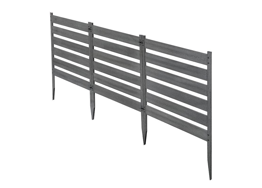 Zippity Outdoor Products 26in H x 24in W (3 Panels) No Dig Zippity Maui Fence Kit, Charcoal Color WoodTek Vinyl Fence Panel, Temporary Outdoor Border for Garden, Easy Install DIY Fence for Backyard, Patio, & Deck, ZP19066