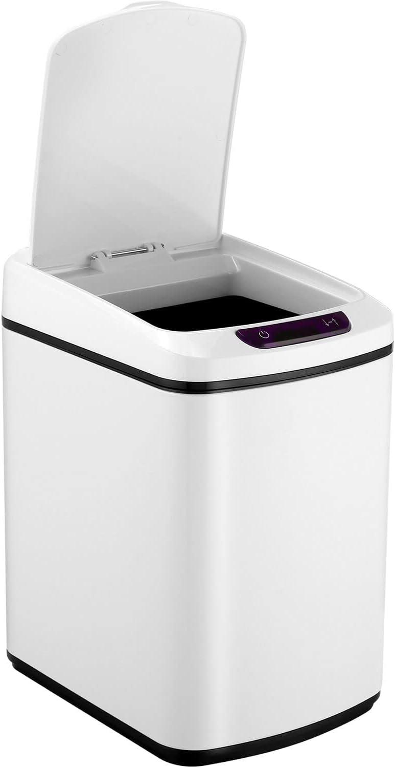 Hanover 12 Liter / 3.2 Gallon Hands Free Trash Can Garbage Bin, Fingerprint resistant, Soft Close, Sensor Lid