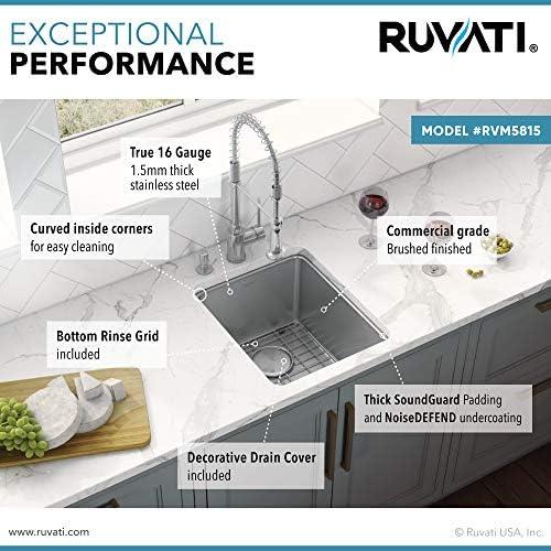 Ruvati 15-inch Undermount Bar Prep Kitchen Sink 16 Gauge Stainless Steel Single Bowl