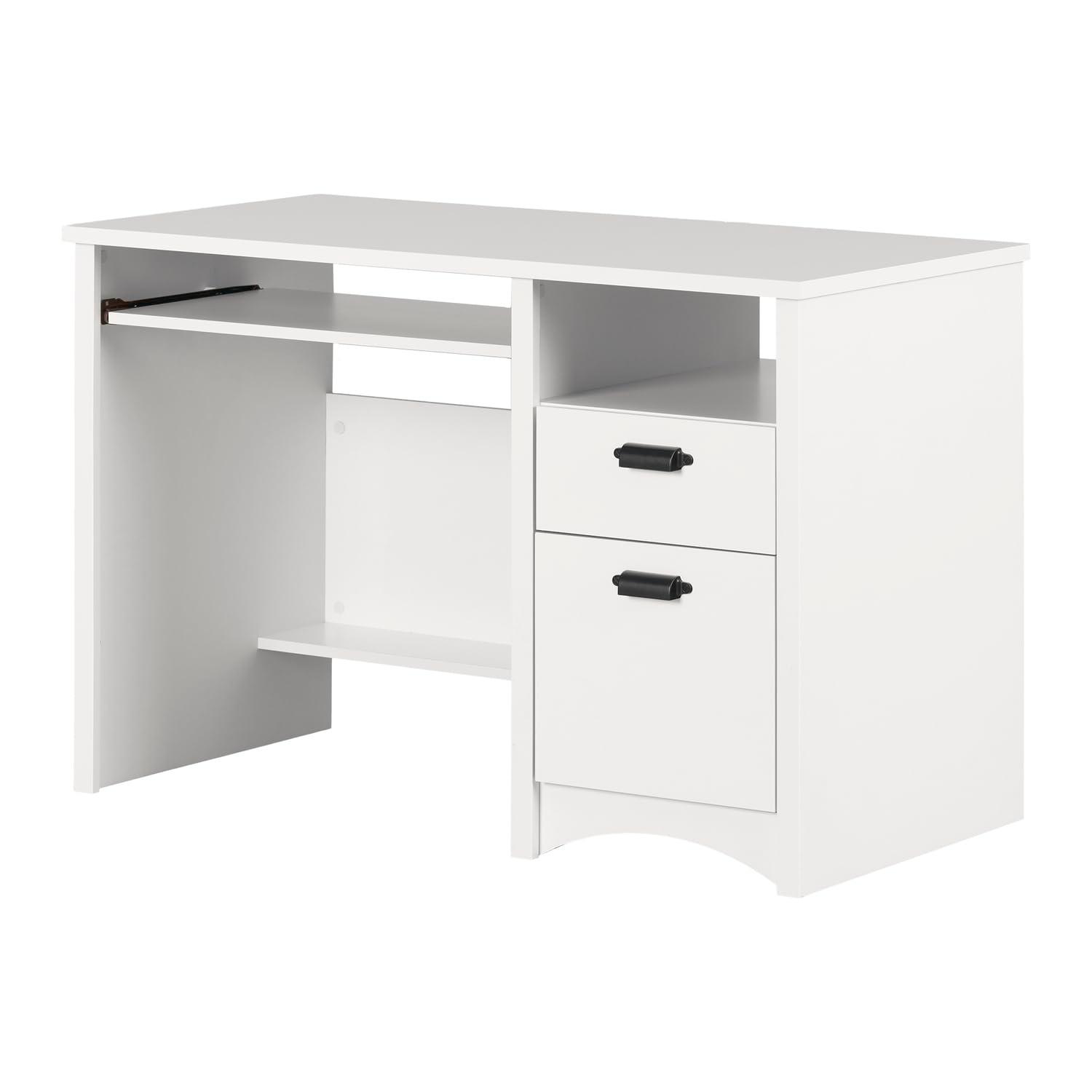 Gascony Wood Computer Desk with Drawers Pure White - South Shore