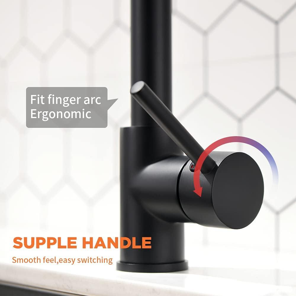 Matte Black LED Kitchen Faucet with Pull Down Sprayer and Soap Dispenser