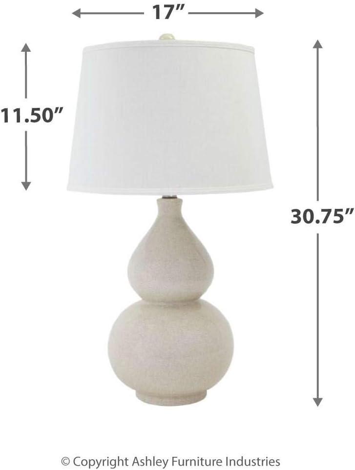 Saffi Ceramic Table Lamp Cream: Double Gourd Base, Glazed Finish - Signature Design by Ashley