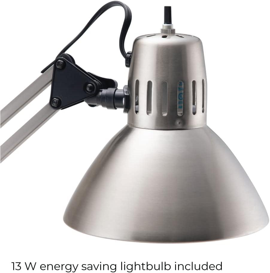 V-Light 34-In. LED Swing-Arm Brushed Nickel Clamp-on Desk Lamp in Silver