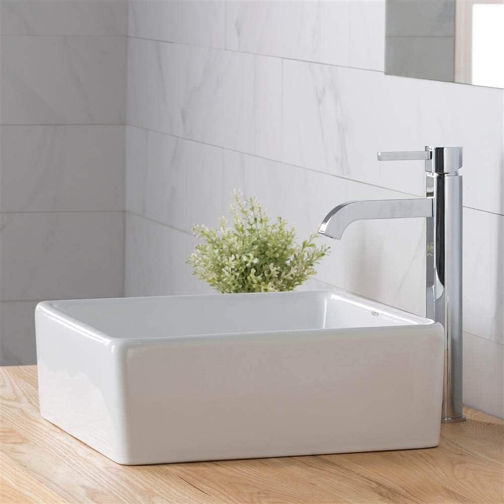 Ceramic Square Vessel Bathroom Sink with Faucet