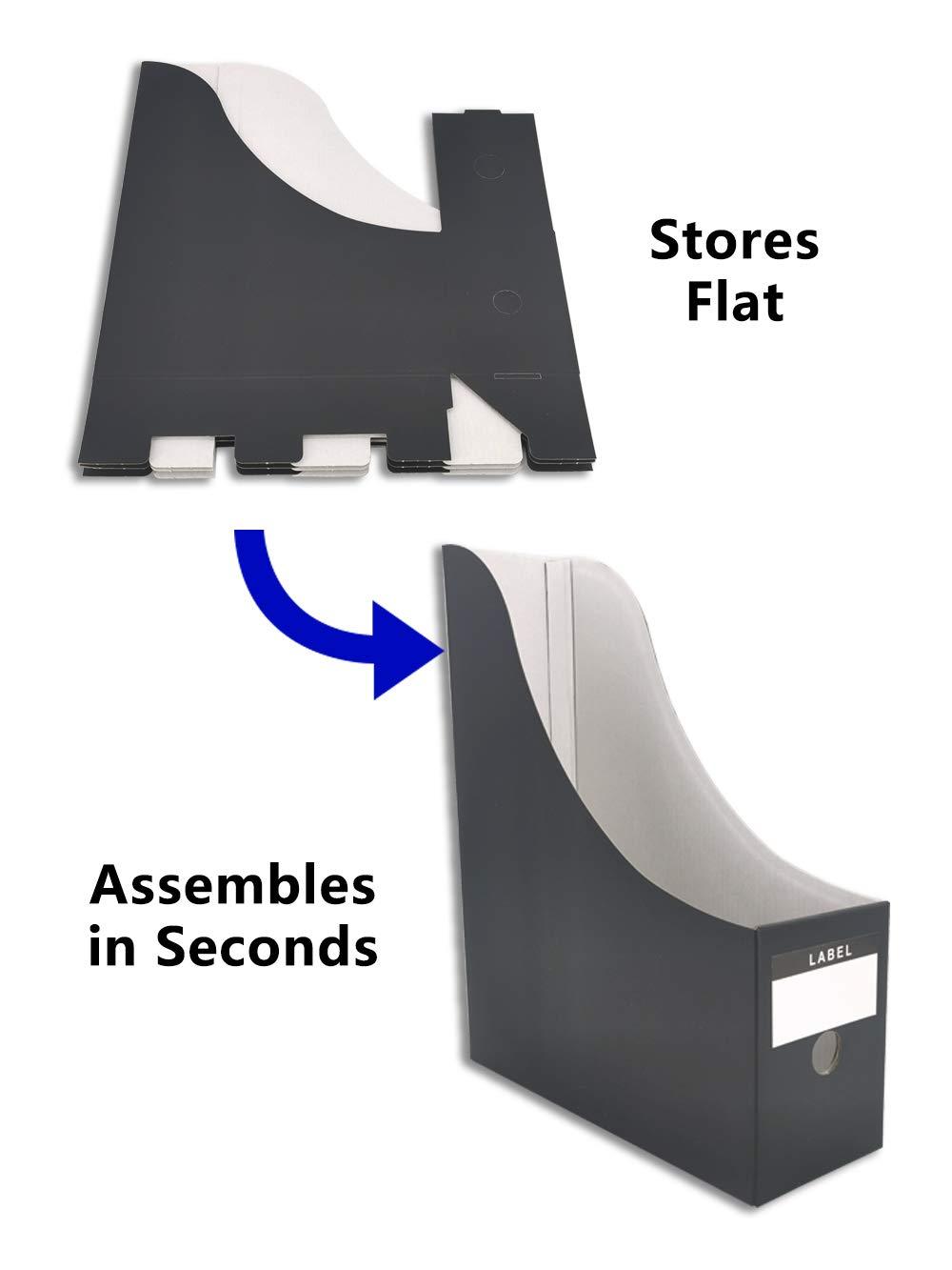 HUAPRINT Magazine File Holder(12 Pack,White)-Folder Holder,Desk File Organizer,Document Holder Box,Magazine Storage Box,With Labels